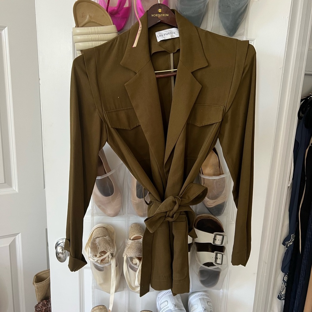 Les Petites Paris army green tie-up blazer
